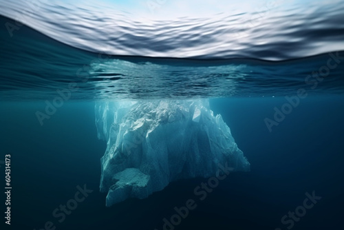 Nature concept. Big floating iceberg in ocean. Generative AI © Rytis