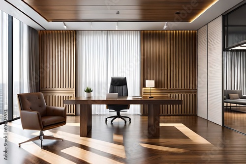 Luxury office with table  chair  modern interior 