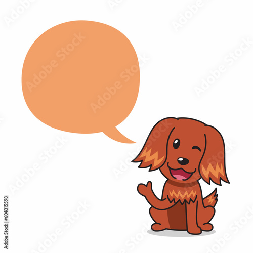 Cartoon character happy irish setter dog with speech bubble for design.