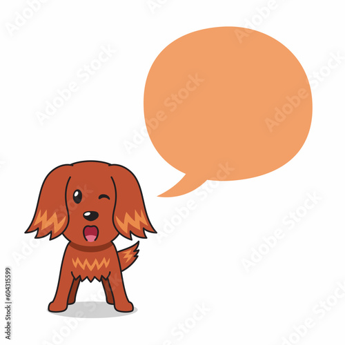Cartoon character irish setter dog with speech bubble for design.