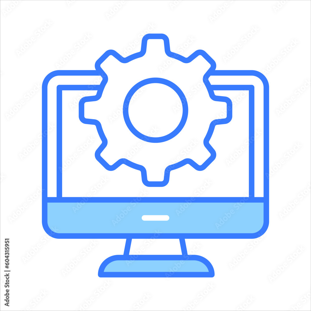 Computer setting vector design in trendy style, system configuration icon Computer setting vector design in trendy style, system configuration icon