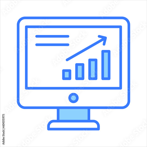 Data chart on lcd display showing vector of market analysis in modern style