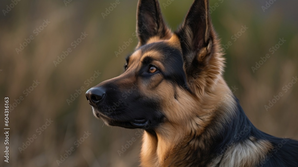 German Shepherd Watching and Guarding, Generative AI