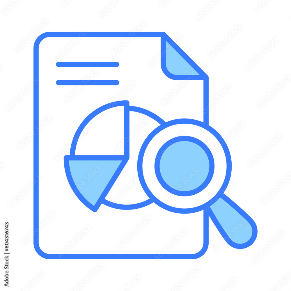 Pie chart on sheet with magnifier showing vector design of data research Pie chart on sheet with magnifier showing vector design of data research