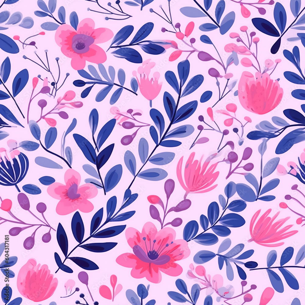 Tile with pink flowers