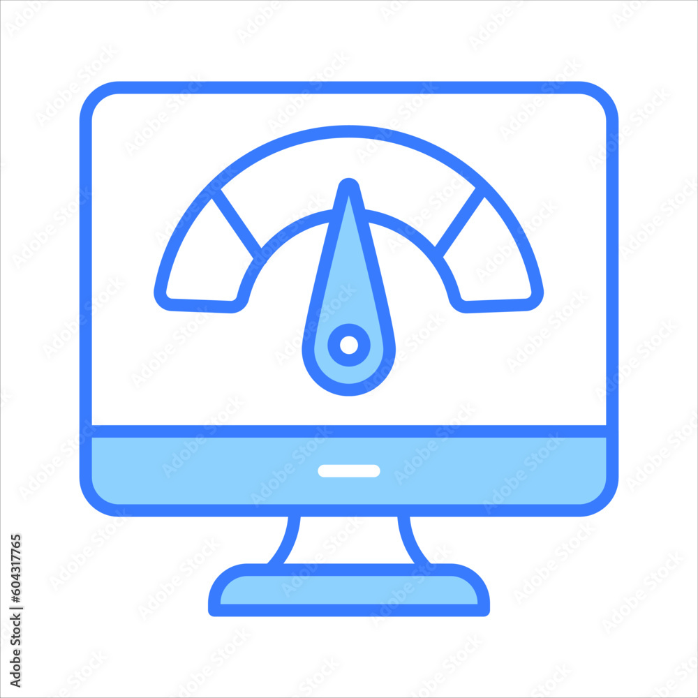 Speedometer inside monitor denoting speed test vector design in trendy style Speedometer inside monitor denoting speed test vector design in trendy style