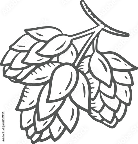 Hops hand drawn icon. Isolated on white background. Vector illustration.