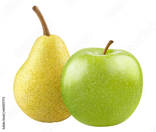 Delicious apple and pear fruits, cut out