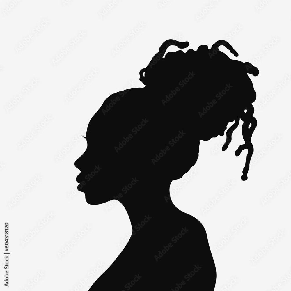 Vetor De African American Woman Profile Black Silhouette Vector Illustration Do Stock Adobe