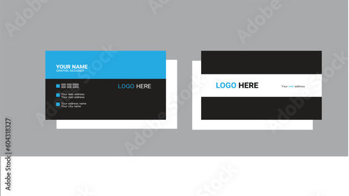 Professional business card with blue and black colour. Visiting card template vectomodern corporate business card template design. Simple clean creative business card templater. 