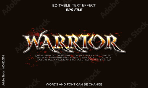 warrior text effect, font editable, typography, 3d text 