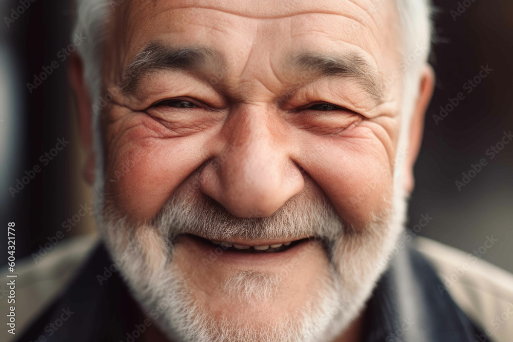 Portrait of smiling senior man looking at camera. Generative AI Portrait of smiling senior man looking at camera. Generative AI