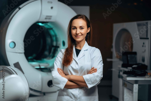 Female radiologist doctor. Generative AI photo