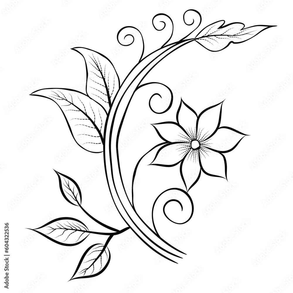 Free Vector line art and hand drawing flower art black and white flat ...
