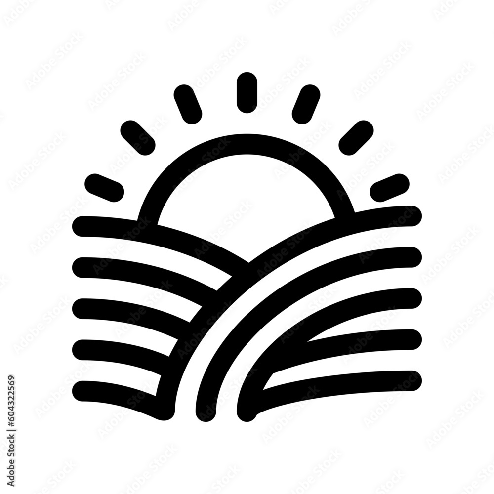 Editable sunrise, morning vector icon. Farm, field, nature, landscape. Part of a big icon set family. Perfect for web and app interfaces, presentations, infographics, etc Editable sunrise, morning vector icon. Farm, field, nature, landscape. Part of a big icon set family. Perfect for web and app interfaces, presentations, infographics, etc