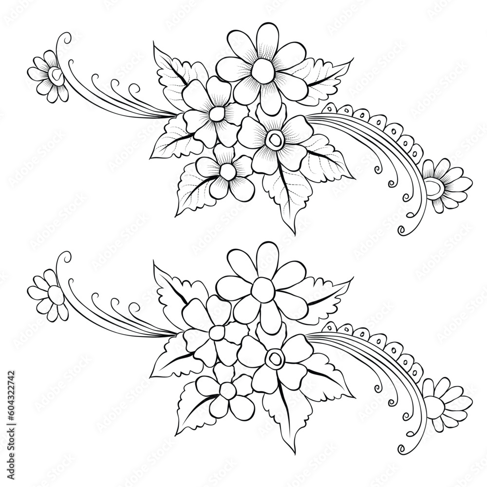 Free Vector line art and hand drawing flower art black and white flat design simple flower Free Vector line art and hand drawing flower art black and white flat design simple flower