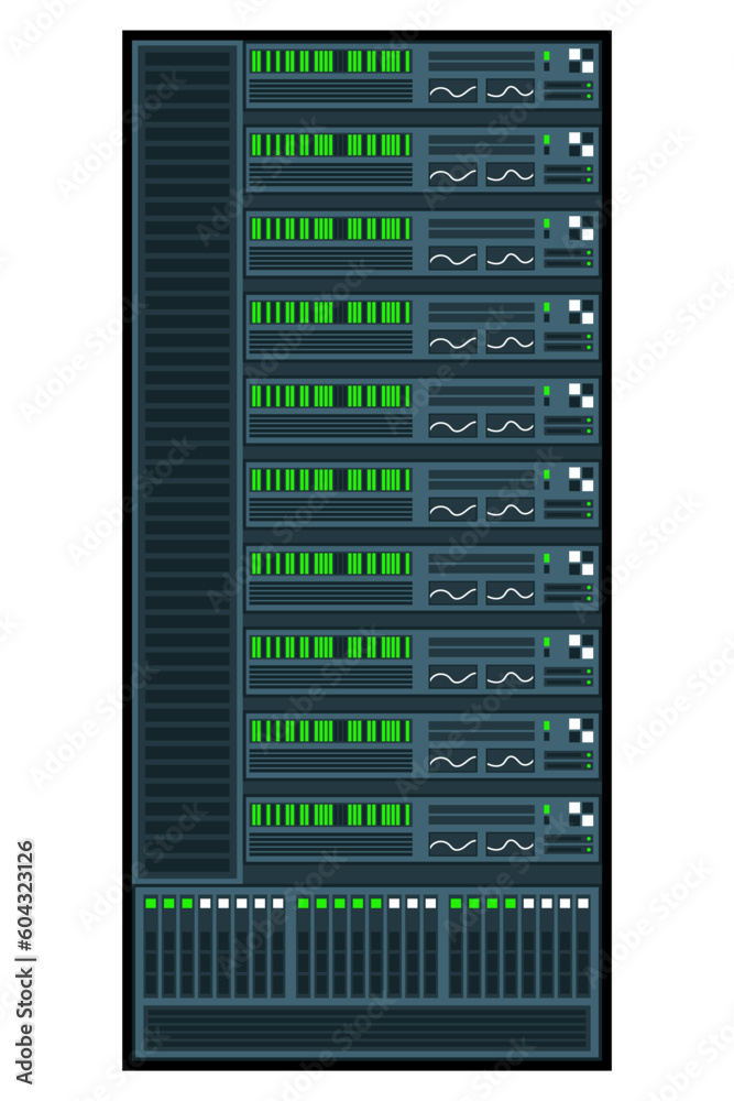 Server rack. Server room data center. Network server isolated. Server in flat design. Vector illustration Server rack. Server room data center. Network server isolated. Server in flat design. Vector illustration