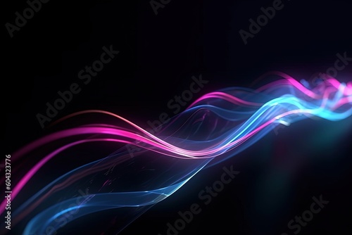 abstract futuristic background with pink blue glowing neon moving high speed wave lines and bokeh lights. Data transfer concept Fantastic wallpaper, Ai Generative