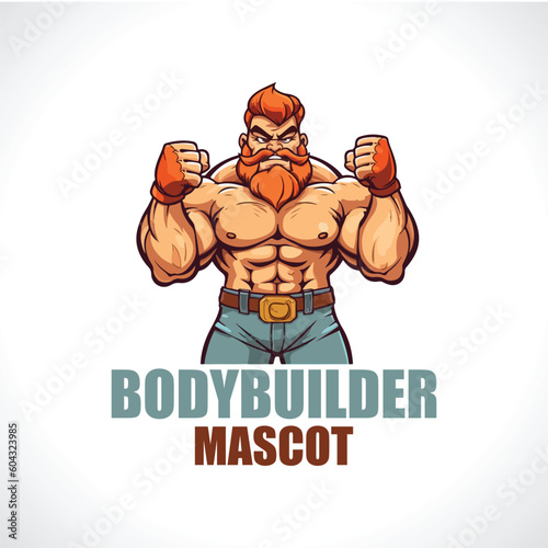 Body Builder Logo Design Cartoon Body Builder