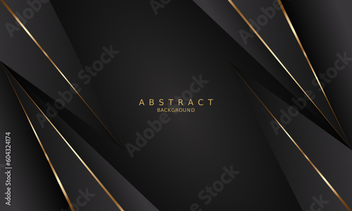 black luxury premium background and gold line. 
