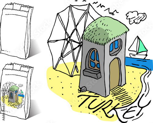 turkey travel drawing and packaging applications