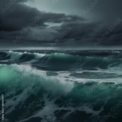 Close-up of ocean waves at the time of an approaching storm