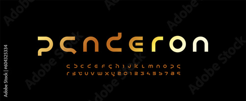 Technology space font, digital cyber alphabet made futurism style, Latin letters A-Z and Arab numerals 0-9, vector illustration 10EPS