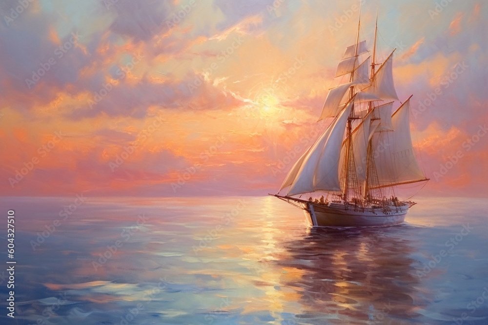 Fototapeta premium Sailboat Serenity: A Majestic Seascape
