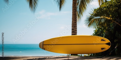 hammock, beach chair , landscape, kayak floating on water beach with generative ai