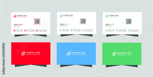 Red minimal business card template. Simple and clean visiting card design for professional use. Minimal corporate call card layout for company or office.