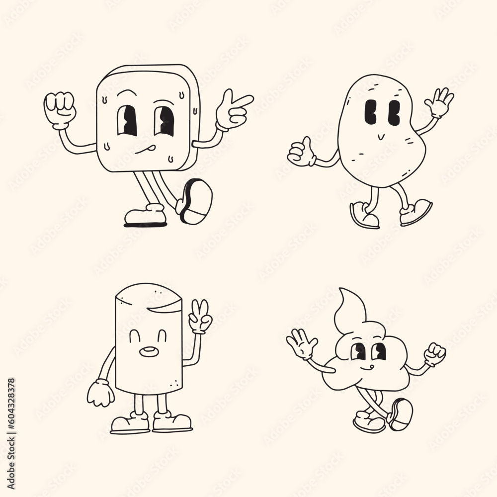 retro cute character with pose