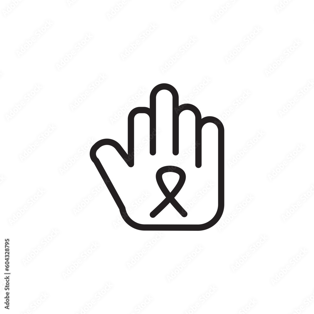 Fototapeta premium Hand Ribbon Stop Outline Icon