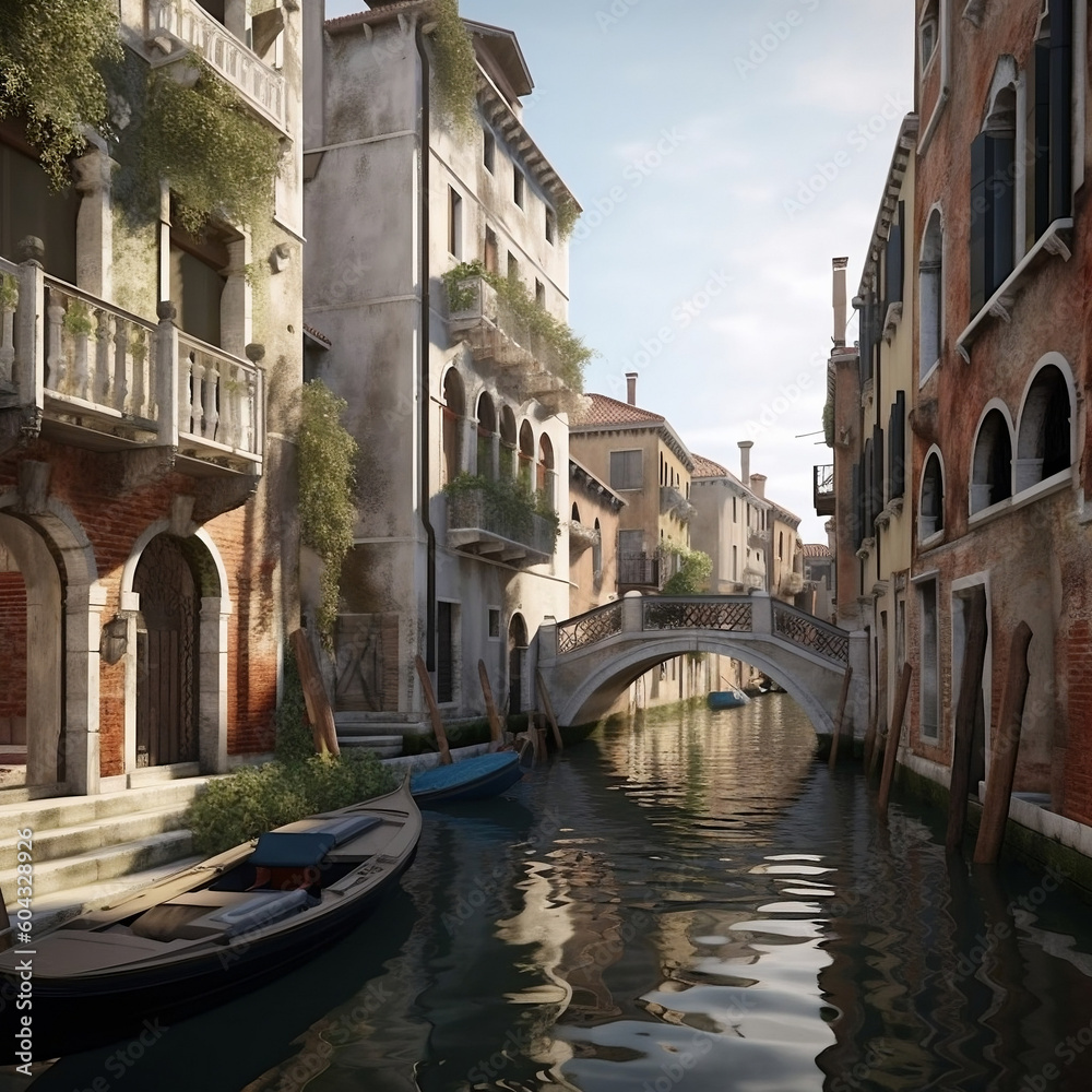 Canal in Venice created with generative AI