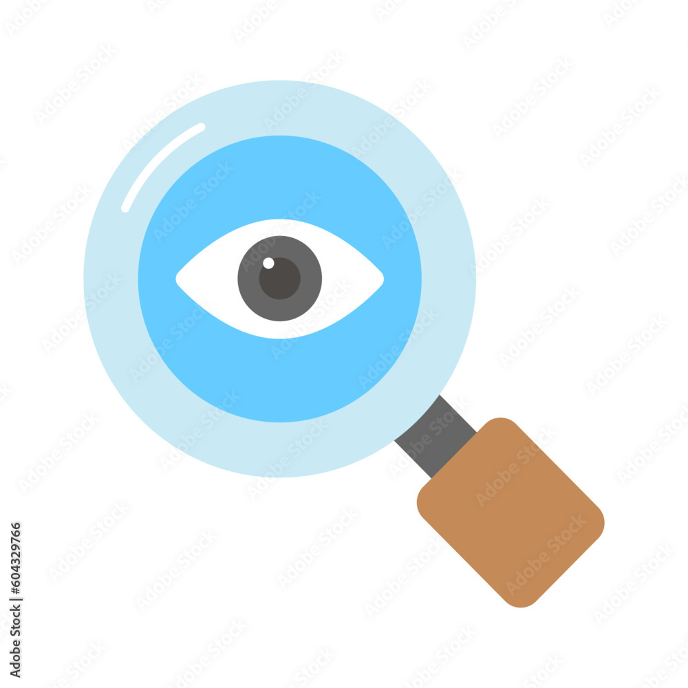 An eye under the magnifier showing concept icon of monitoring in trendy style An eye under the magnifier showing concept icon of monitoring in trendy style