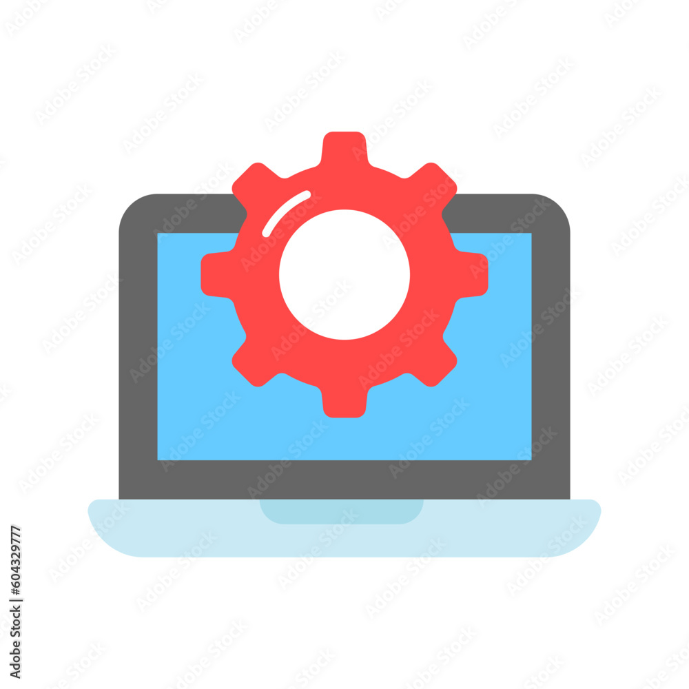 laptop setting vector design in trendy style, system configuration icon