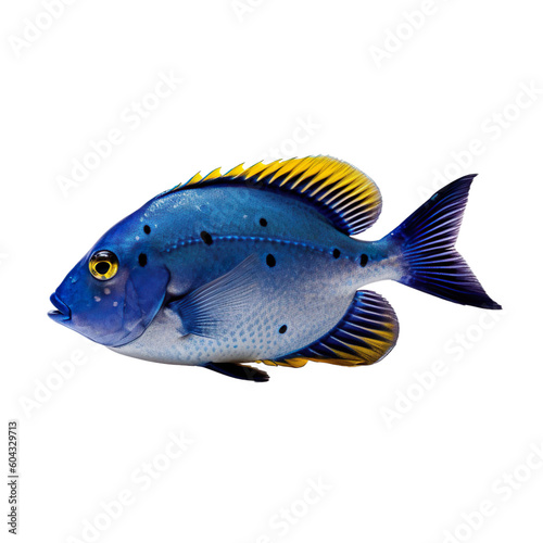 side view of Navy fish isolated on a transparent background, Generative ai