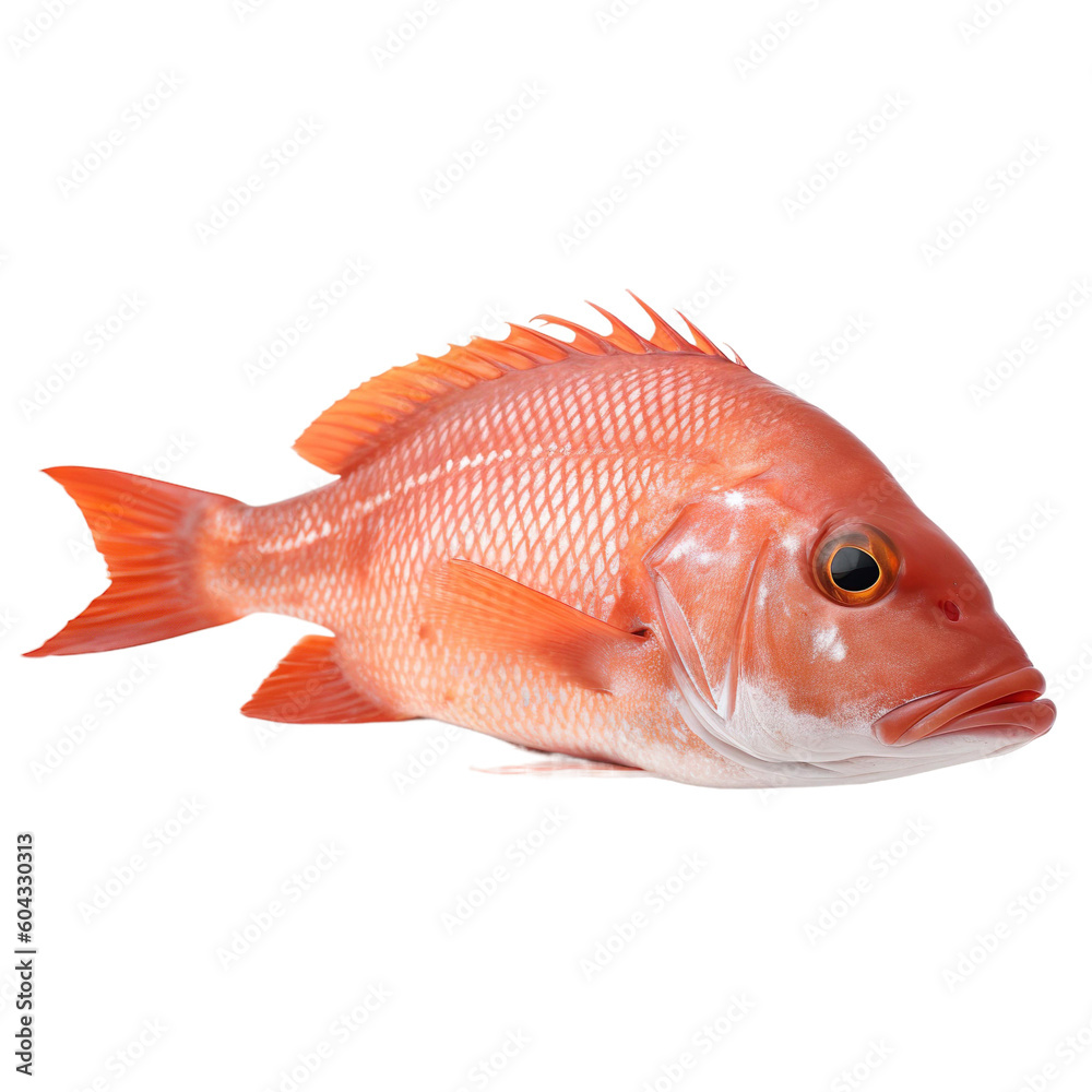 side view of Red fish isolated on a transparent background, Generative ai