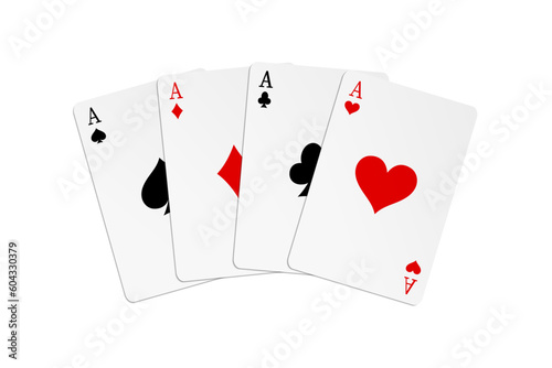 Four aces flat vector illustration isolated on white background