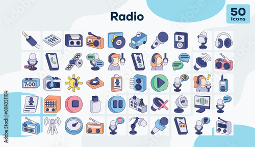 Radio color icons set