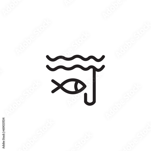 Beach Fish Fishing Outline Icon