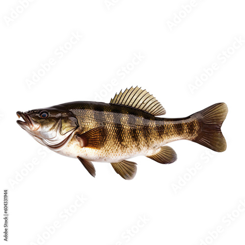 side view of Bass fish on transparent background, Generative ai 