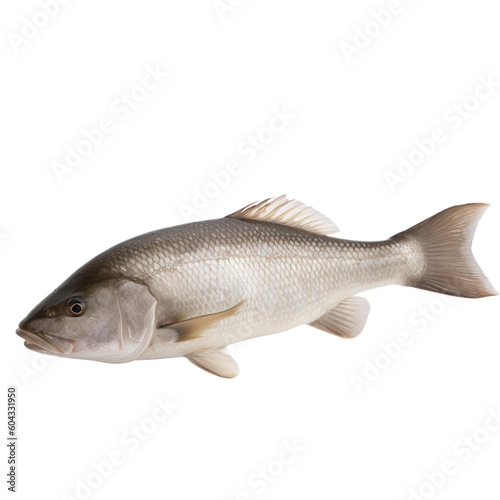 side view of Barramundi fish on transparent background, Generative ai 