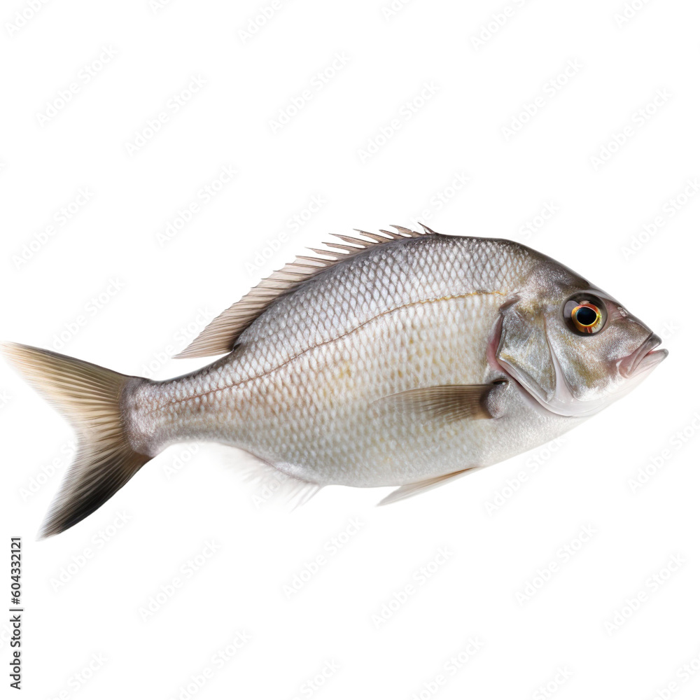 side view of Bream fish on transparent background, Generative ai  