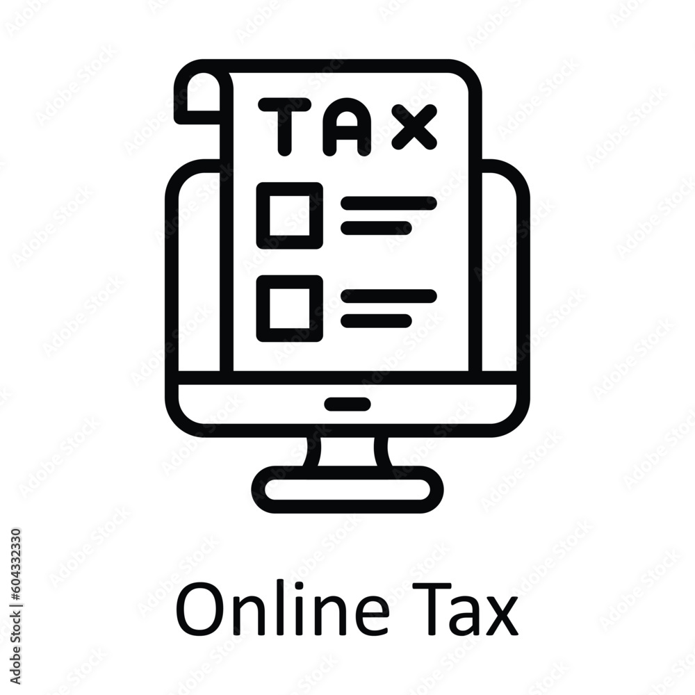 Online Tax vector outline Icon Design illustration. Taxes Symbol on White background EPS 10 File Online Tax vector outline Icon Design illustration. Taxes Symbol on White background EPS 10 File