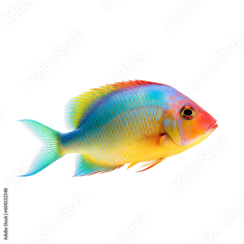 side view of colorfull fish on transparent background, Generative ai 