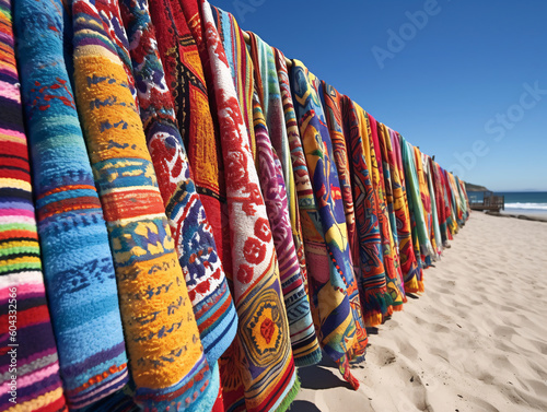 Beachside Delight: A Vibrant Towel Array (Generative AI) © Johannes