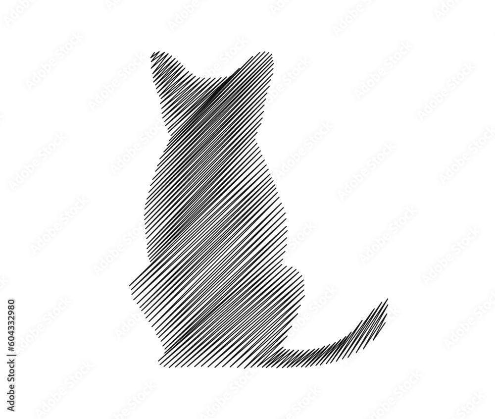 Fototapeta premium Continuous one line drawing of sitting cat . simple cat strip line art vector illustration. Editable stroke.