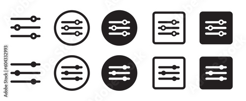 Filter icon set for apps and website. Sound or music control pictogram. Custom filter ui button. photo