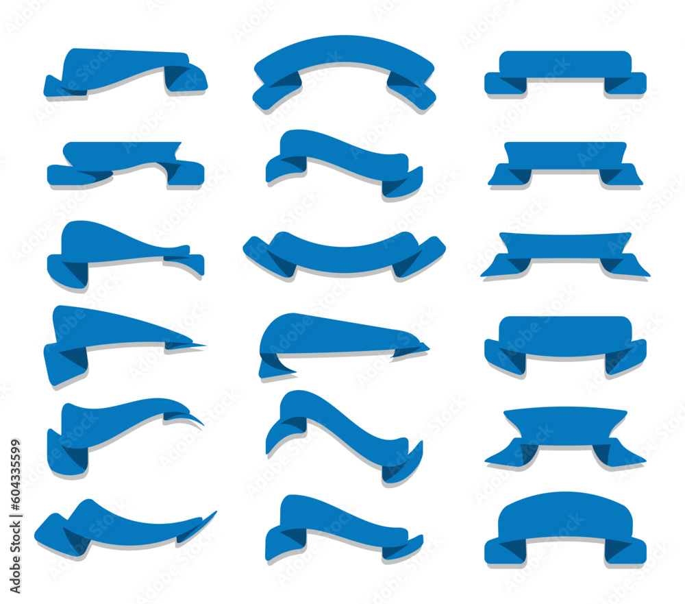 Set of different blue flat text boxes shape banners, modern shapes for sale promotion.