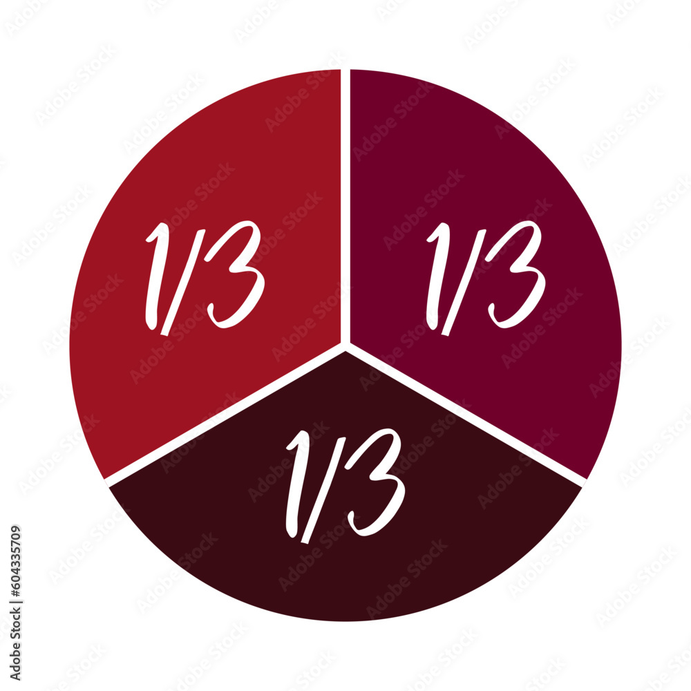 Circle vector one third function on isolated white background. Circle vector one third function on isolated white background.